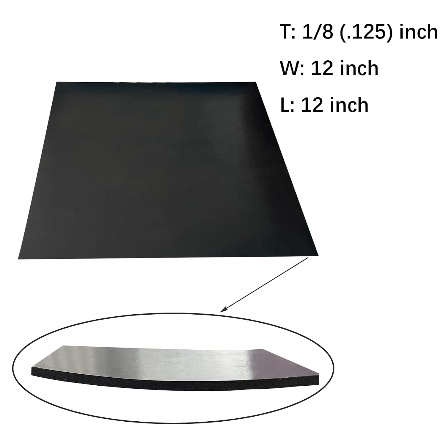 Solid Rubber Sheet Pad 1/8 (.125)" Thick X 12" Wide X 12" Long - Image 2