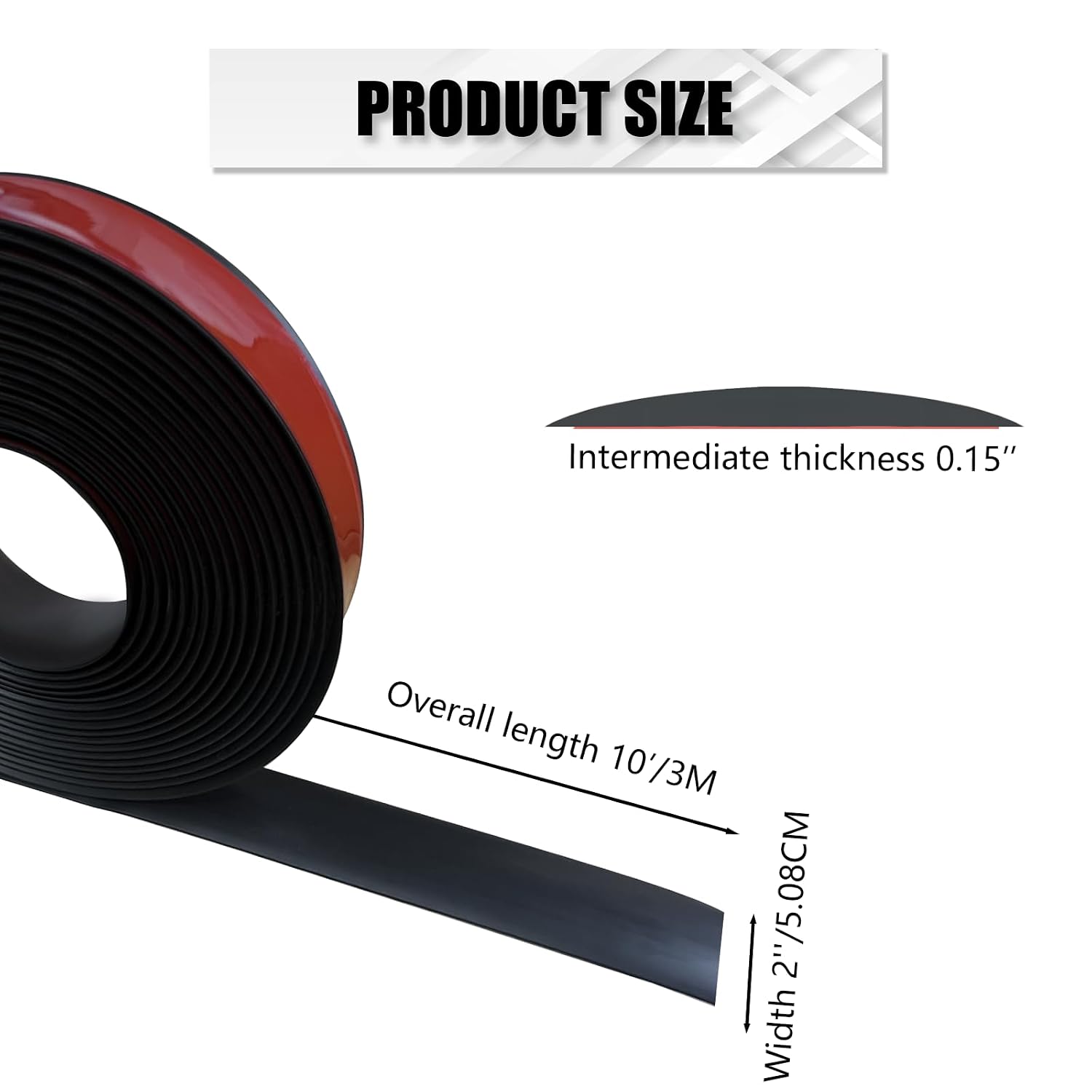 Black Vinyl Floor Transition Strip Self Adhesive 2"×10' - Image 5