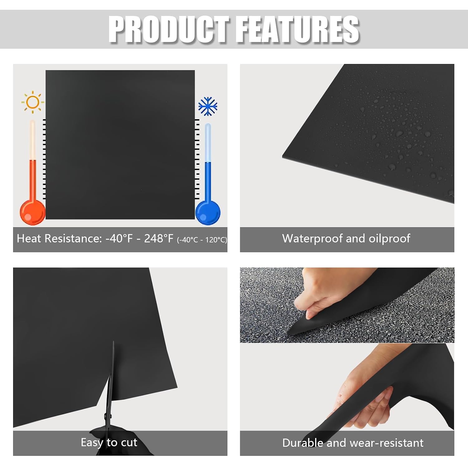 9" x 12" x 1/16" Adhensive Black Silicone Rubber Sheet, 60A Silicone Mat - Image 4