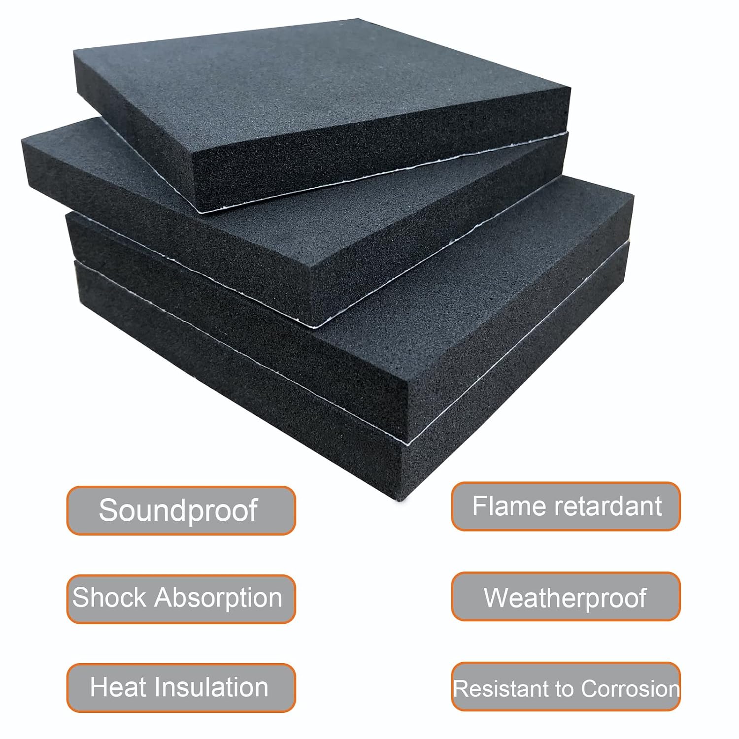 8 Pcs Black Adhesive Foam Pads Closed Cell Foam Sheets 1/2" Thick X 4" X 4" - Image 2