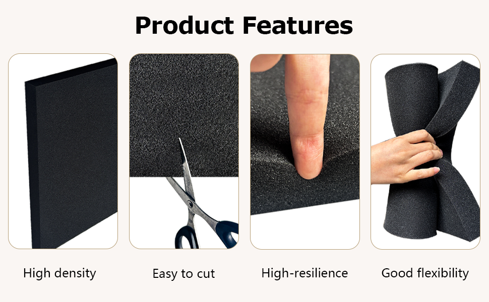 6 PCS 16" x 12" x 1" Polyurethane Foam Sheets Black Cushion Foam Panels - Image 6